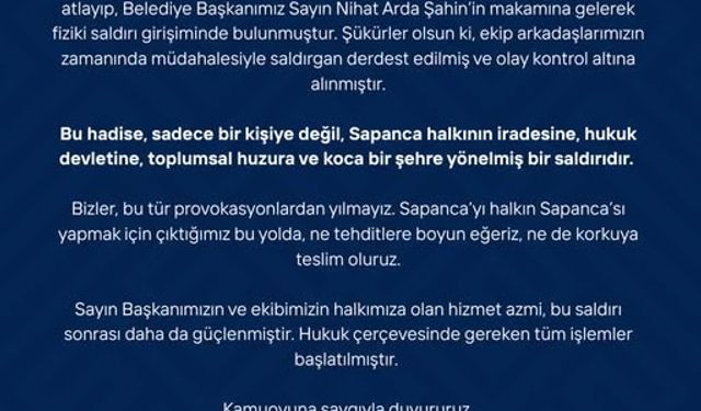 Belediye başkanına saldırı girişiminde bulunan şüpheli gözaltına alındı