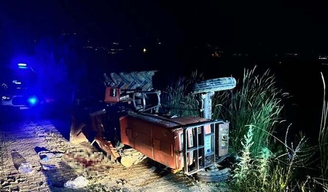 Devrilen traktörün sürücüsü öldü, eşi yaralandı