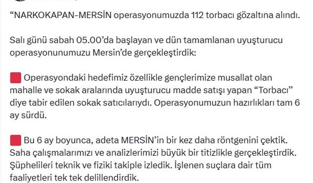 'Narkokapan-Mersin' operasyonu; 84 torbacı tutuklandı
