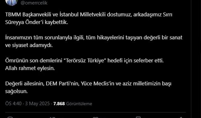 Siyasilerden, Sırrı Süreyya Önder için başsağlığı mesajı