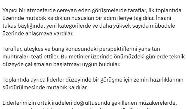 Bakan Fidan: Ukrayna ve Rusya'nın sonuç odaklı yaklaşımı memnuniyet verici