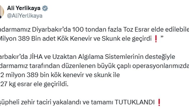Diyarbakır'da 12,3 milyon kök kenevir ve skunk ele geçirildi; 22 tutuklama