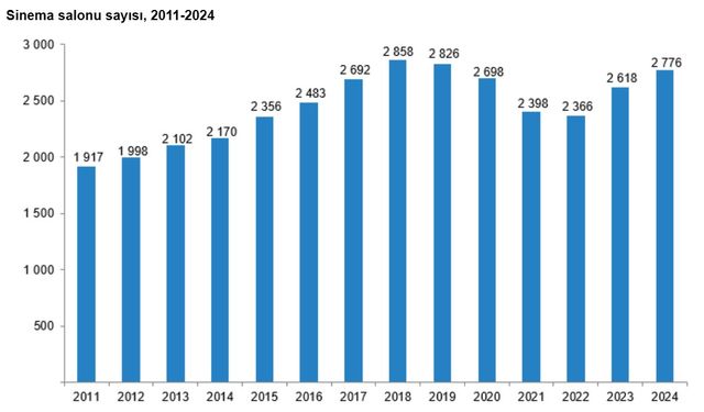 TÜİK: 2024'te sinema seyirci sayısı 32,5 milyon kişi oldu