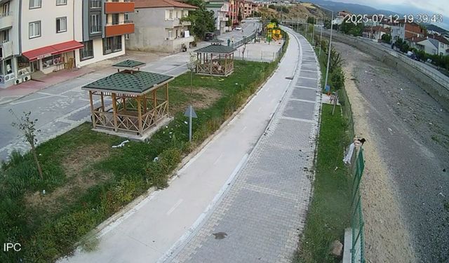 Kediyi kurtarmak isterken dere yatağına düşüp yaralandı; olay kamerada
