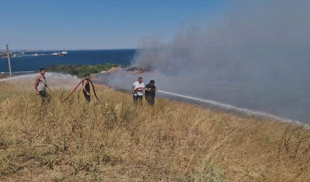 Perinthos Antik Kenti yakınında anız yangını