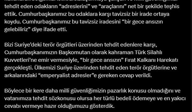 AK Parti'li Çelik'ten Fırat Kalkanı Harekatı'nın 9'uncu yıl dönümüne ilişkin paylaşım
