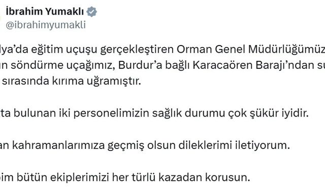 Burdur'da eğitim uçağı, yangın tatbikatı sırasında gölden su alırken kaza kırıma uğradı (3)
