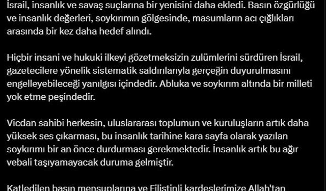 Burhanettin Duran: İsrail, gerçeğin duyurulmasını engelleyebileceği yanılgısı içindedir