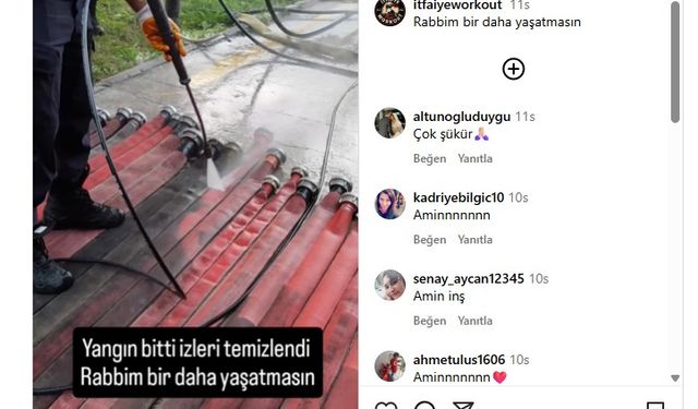 Bursa itfaiyesi ekipmanlarından yangının izlerini temizledi; o anlar kamerada