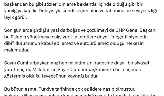 İletişim Başkanı Duran: Mevcut hakaret dilinden Özgür Özel'in bir an önce kurtulması gerekiyor