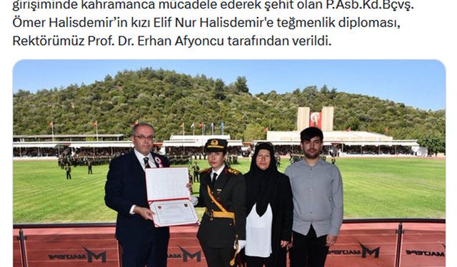 Şehit Ömer Halisdemir'in kızı Elif Nur teğmen oldu