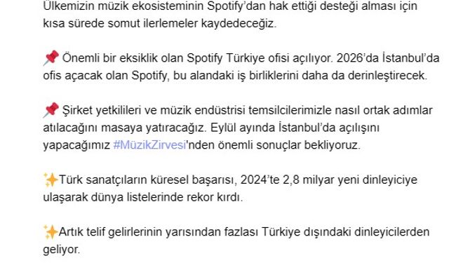 Spotify Türkiye Ofisi, 2026'da açılacak