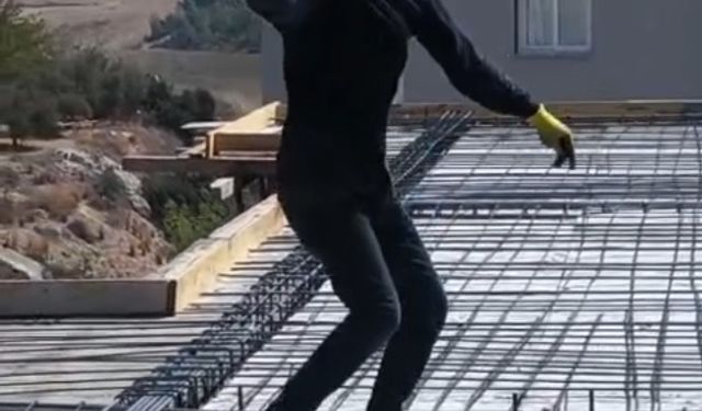 İnşaat işçisinden 10'uncu katta tehlikeli dans