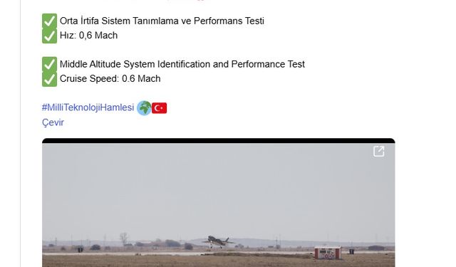 KIZILELMA PT-3 orta irtifa testini başarıyla tamamladı