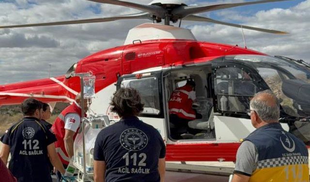 Nevşehir'de hasta bebek, ambulans helikopterle Ankara'ya sevk edildi