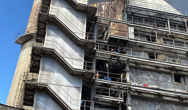 Sivas'ta termik santralde baca yangını