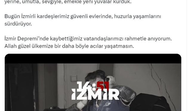 Bakan Kurum'dan İzmir depreminin yıl dönümüne ilişkin paylaşım