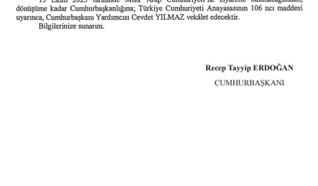 Cumhurbaşkanlığına Cevdet Yılmaz vekalet edecek
