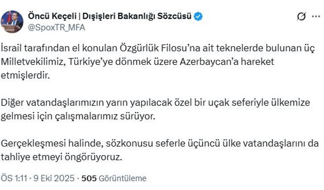 Dışişleri: 3 milletvekilinin bugün yurda dönmesi öngörülüyor (2)