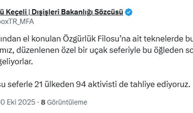 Dışişleri Sözcüsü Keçeli: 18 vatandaşımız öğleden sonra ülkemize geliyor