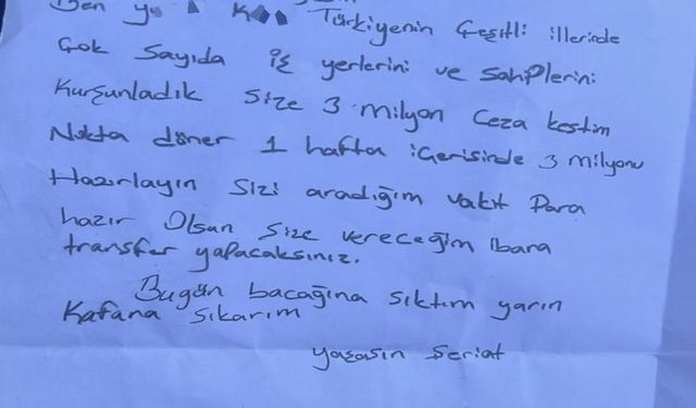 Dönerciden tehdit mektubu ile 3 milyon TL haraç isteyen 2 şüpheli tutuklandı