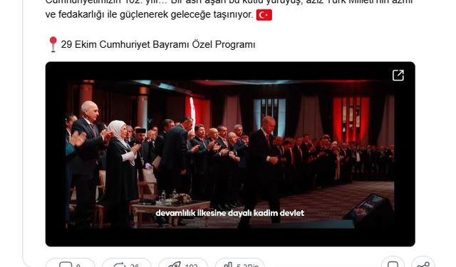Emine Erdoğan'dan 29 Ekim Özel Programı'na ilişkin paylaşım