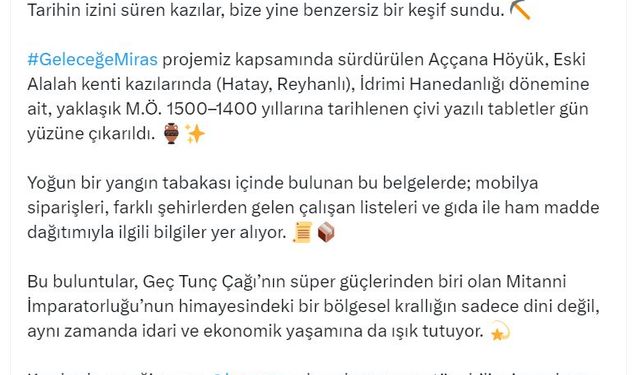 Hatay'da çivi yazılı tabletler gün yüzüne çıkarıldı