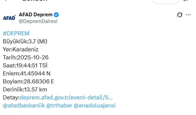 İstanbul - İstanbul'da 3.7 büyüklüğünde deprem
