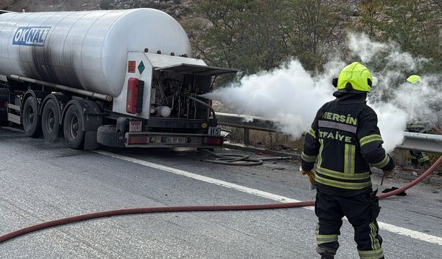 Karbondioksit taşıyan tankerde çıkan yangın söndürüldü