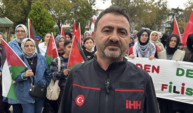 Tekirdağ'da Küresel Sumud Filosu'na destek eylemi