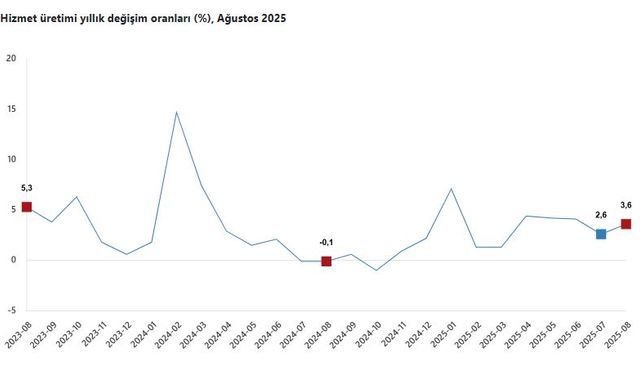TÜİK: Hizmet üretimi ağustosta arttı