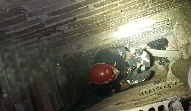 Havalandırma boşluğuna düşen yavru kediyi itfaiye ekipleri kurtardı