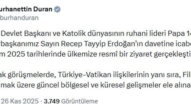 Papa 14'üncü Leo, Türkiye'ye geliyor