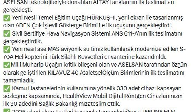 ASELSAN Genel Müdürü Akyol: Finansal ve teknolojik performansımızla 2025'e damga vurduk