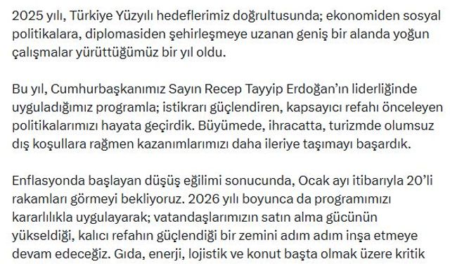 Cevdet Yılmaz: 2026'da programımızı kararlılıkla uygulayacağız