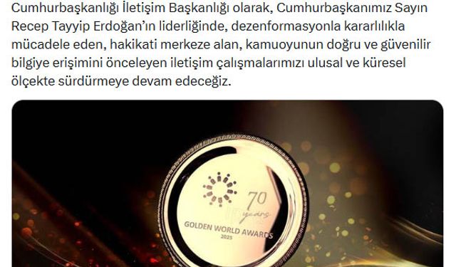 Dezenformasyonla Mücadele Merkezi'ne uluslararası ödül