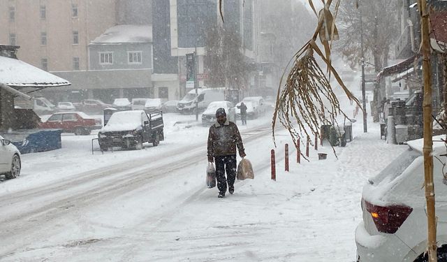 Kars'ta kar yağışı ve tipi; 27 köy yolu ulaşıma kapandı