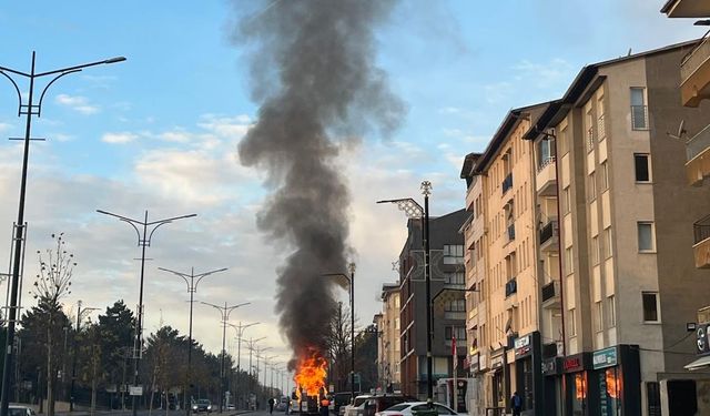 Park halindeki minibüs yandı