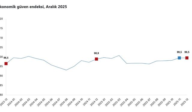 TÜİK: Ekonomik güven endeksi aralık ayında 99,5 değerini aldı