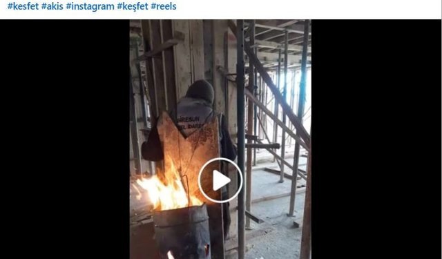 Dondurucu soğukta içerisinde ateş yanan tenekeyi sırtına alıp çalıştı