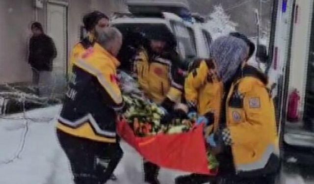 Ekipler, yolu kardan kapanan köydeki hastayı hastaneye ulaştırdı