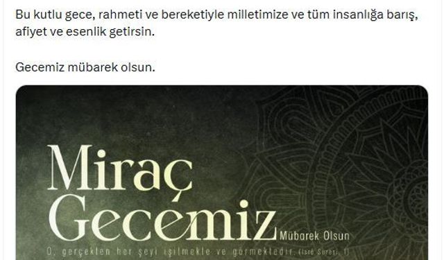 Emine Erdoğan'dan 'Miraç Gecesi' mesajı