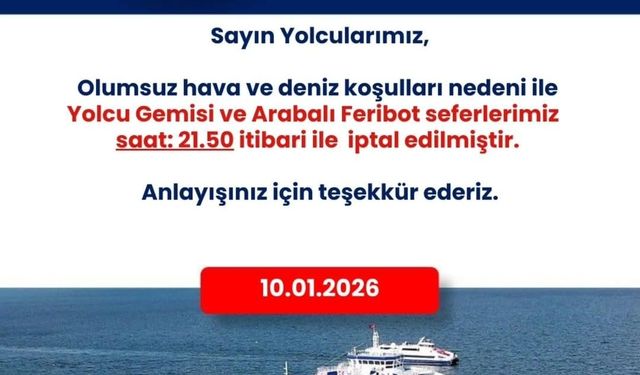 İzmir'de feribot seferleri iptal edildi