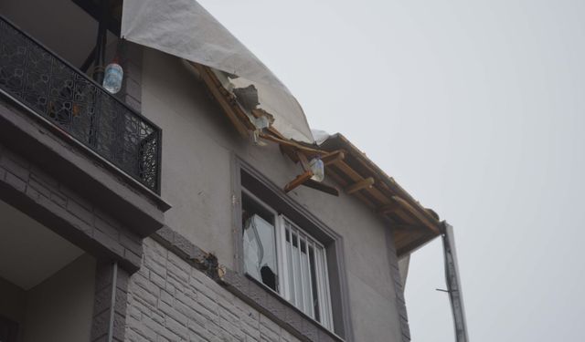 Manisa'da kuvvetli rüzgar nedeniyle çatılar uçtu, ağaçlar devrildi; 1 yaralı (3)