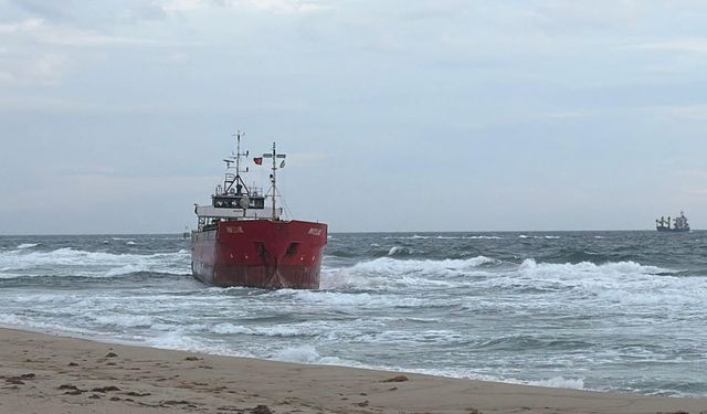 Tekirdağ'da fırtına; yük gemisi karaya oturdu