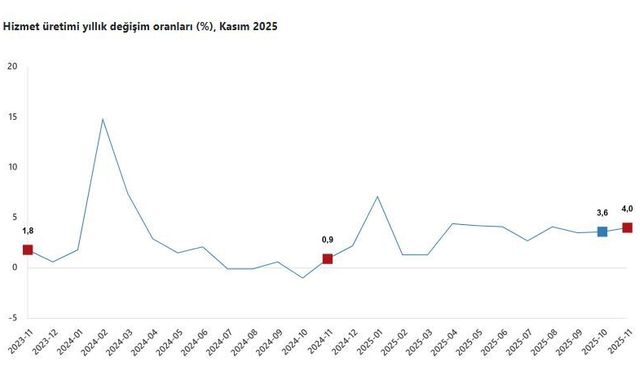 TÜİK: Hizmet üretimi kasımda arttı