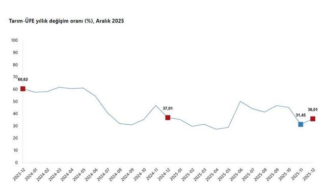 TÜİK: Tarım ürünleri üretici fiyatları aralıkta arttı