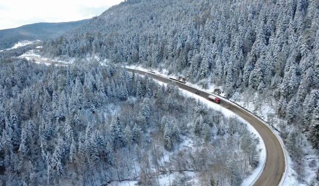 Karabük'ün yüksek kesimlerine kar yağdı