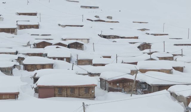 Yaylada kar kalınlığı 3 metreyi aştı; evler kayboldu