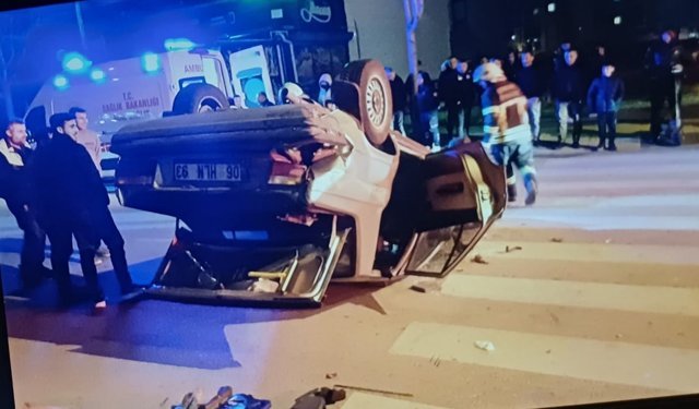 Çorum'da otomobil takla attı; sürücü ehliyetsiz çıktı